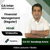 CA Inter (2023 Scheme) Financial Management (Regular) Video Lectures by CA CS Sandeep Arora (Pendrive + Books, 12 Months)